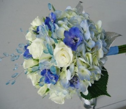 Blue and White Prom Nosegay