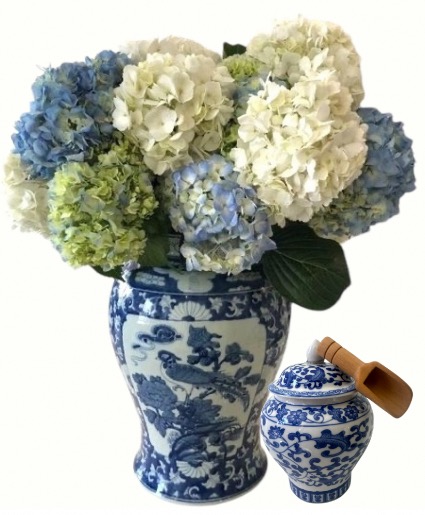 Blue and White Blooming Hydrangea Set  