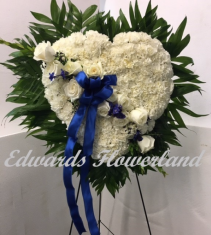 Blue and White Solid Heart Wreath Sympathy 