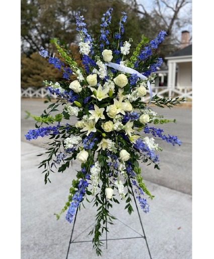 Blue and White Standing Spray 