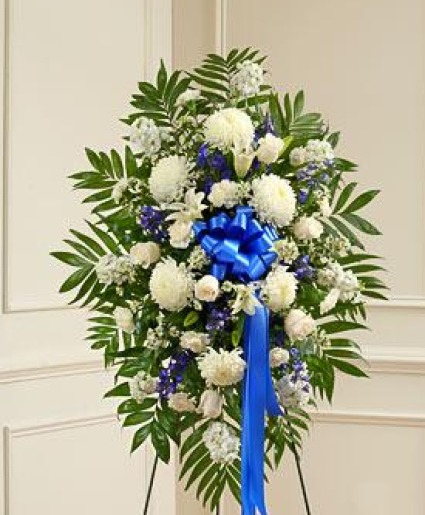 Blue and White Standing Spray for the service