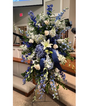 Blue and White Standing Spray Standing Spray