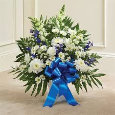Blue and White Sympathy Floor Basket sympathy basket