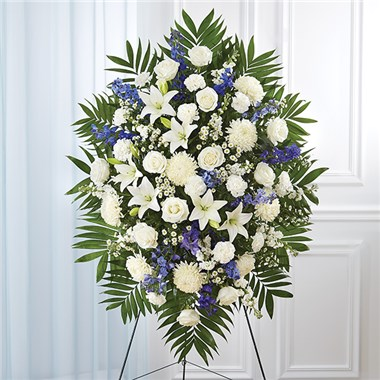 Blue and White Sympathy Standing Spray Item #148713L