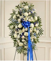 Blue and White Sympathy Standing Spray Your Choice of Colors