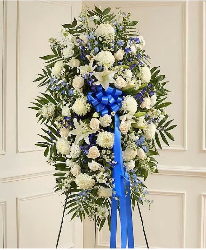 Blue and White Sympathy Standing Spray Your Choice of Colors