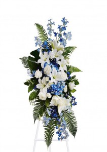 Blue and White Tribute Standing Spray