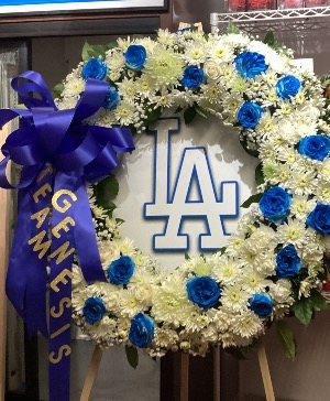 Blue and white wreath Funeral simpathy