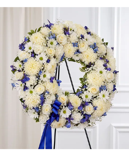 Blue and White Wreath sympathy