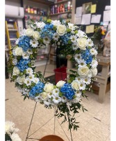 Blue and White Wreath Sympathy Wreath