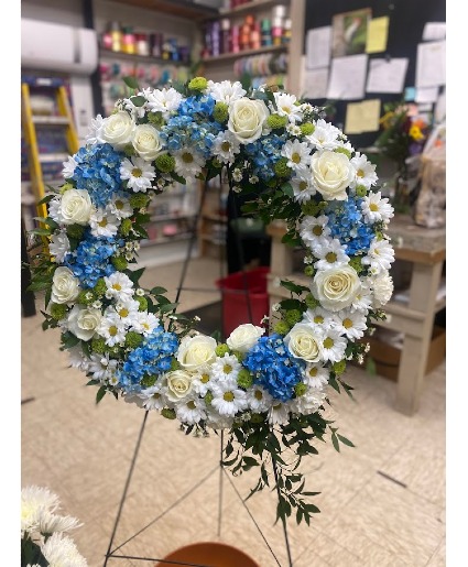 Blue and White Wreath Sympathy Wreath