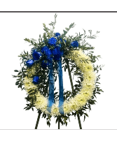 Blue and White Wreath Wreath Standing Spray
