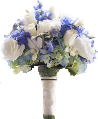 BLUE AND WUITE BRIDAL BOUQUET