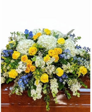 Blue and Yellow Casket Cover 