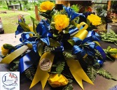 Blue and Yellow Silk Spray on brick with solar 