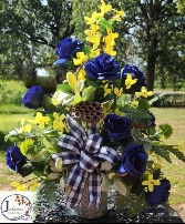 Blue and Yellow Summer  Silk Arrangement 