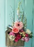 BLUE BIRD HOUSE FLOWER ARRANGEMENT