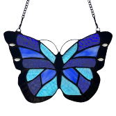 Blue & Black Butterfly Stained Glass Window Gifts
