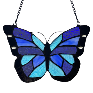 Blue & Black Butterfly Stained Glass Window Gifts