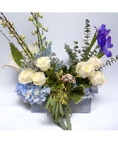 Blue Blossom Box Arrangement