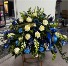Blue Candlelight Sunrise Casket Spray