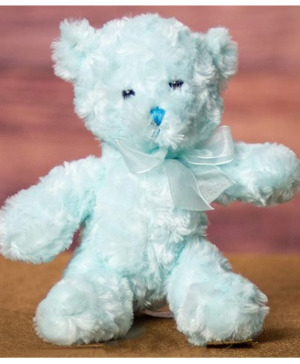Blue Chenille Baby Bear Plush