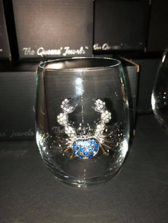 Blue Crab Stemless Glass 
