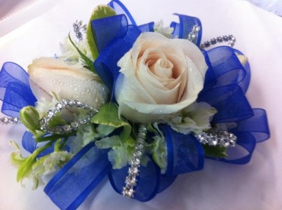 Blue crystal corsage 