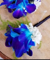 Blue Dendrobium Boutonniere  