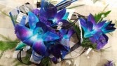 Blue Dendrobium Orchid Crystal Wrist Corsage
