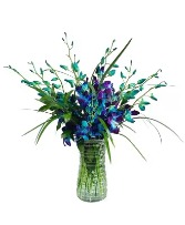 Blue Dendrobium Orchid Delight Vase Arrangement