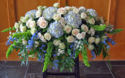 Blue Fields Forever Casket Spray
