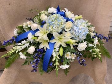 Blue for You Casket Spray in Coleman, WI | COLEMAN FLORAL & GREENHOUSES