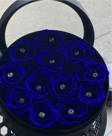 Blue Forever Rose Hat Box  in Ozone Park, NY | Heavenly Florist