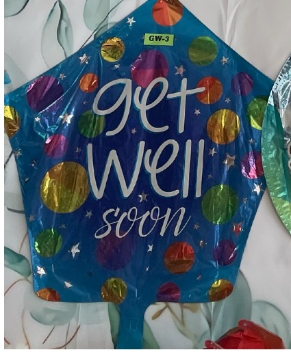 Blue Get Well Soon Polka Dot Balloon 