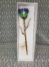 Blue & Green Gold Dipped Rose 