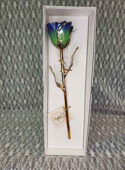 Blue & Green Gold Dipped Rose 