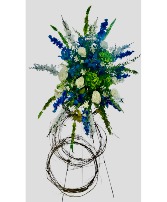 Blue, Green, White Silk Easel