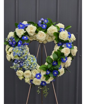 Blue Heart Funeral Flowers