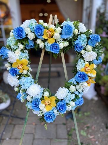 Blue Heart Wreath  in Orinda, CA | SaraBella flower shoppe