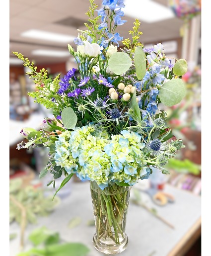 Past Work: Blue Hydrangea Arrangement 