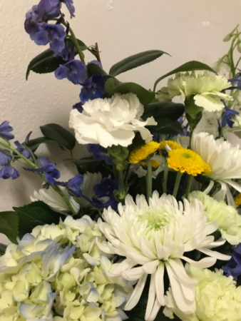 Blue  Hydrangea Sympathy Arrangement