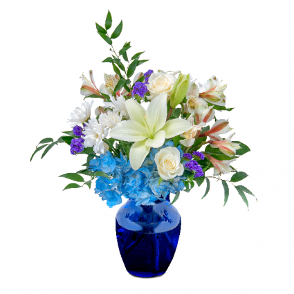 Blue Island Arrangement In Vinton Va Creative Occasions Events Flowers Gifts - spring flower vase roblox