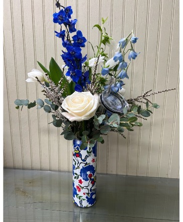 Blue Jay Fan cup with Florals  in Eunice, LA | PETALS & POTS, LLC