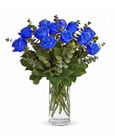 Blue Long stem Roses in Vase Blue Long stem Roses in Vase