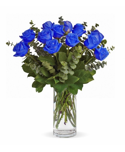 Blue Long stem Roses in Vase Blue Long stem Roses in Vase