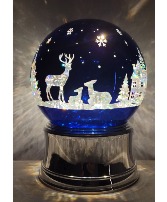 Blue Mirrored Light-Up Snowglobe