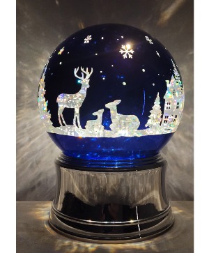 Blue Mirrored Light-Up Snowglobe