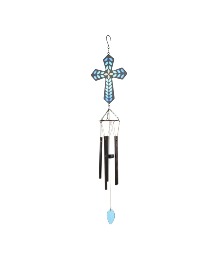 Blue Mosaic Cross Outdoor Wind Chime Gift