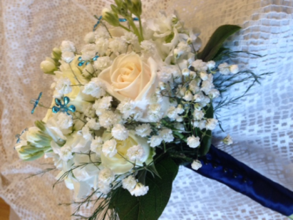 blue nights bouquet hand tied cluster for  dance/prom